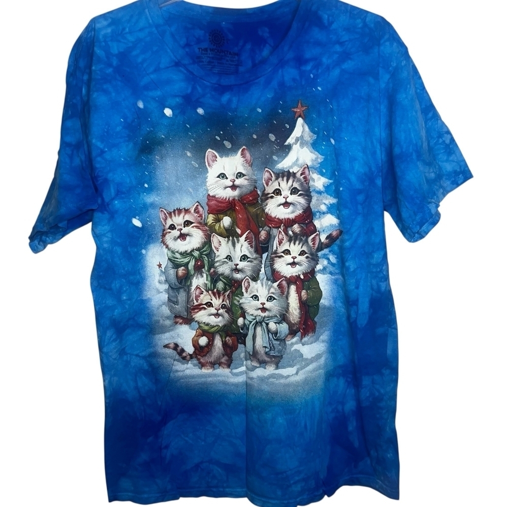 The Mountain Tee Christmas Cats T-Shirt Size Large Like New